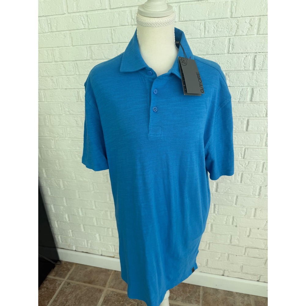 G/FORE Polo Shirt Mens XL Cerulean Blue New Slub Knit Golf G4MS23K460